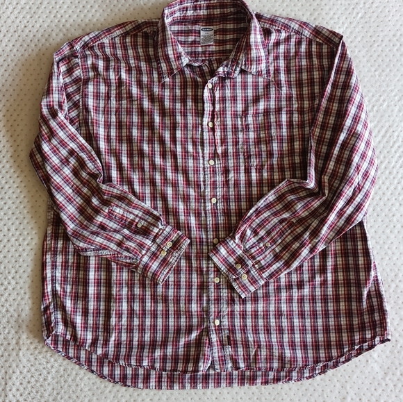 XxL 💙 Red plaid button-up shirt - Picture 8 of 9